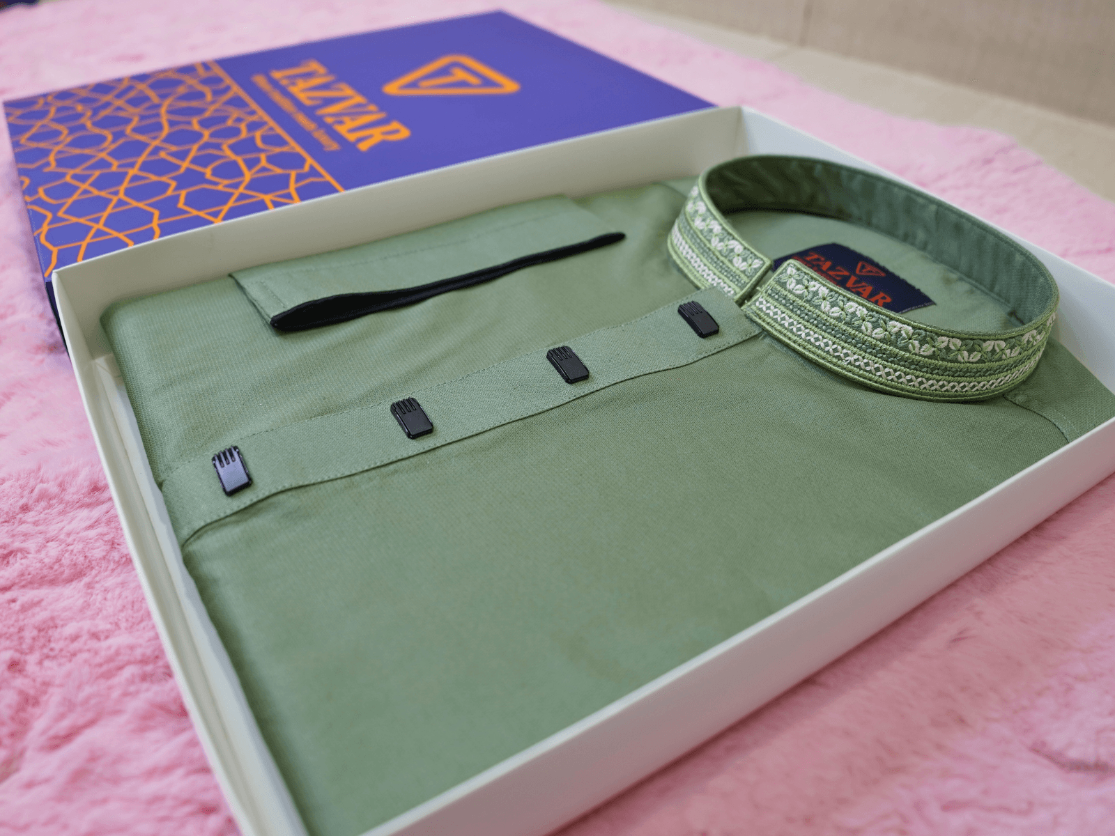 green Sage Green Edition (Deshi Cotton) TAZVAR Premium Panjabi - Image 1