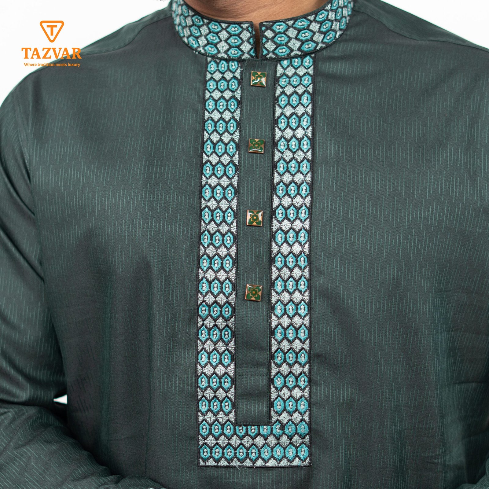 3c Luxury Panjabi - Sea Green (Eid Collection 2026) - Image 1