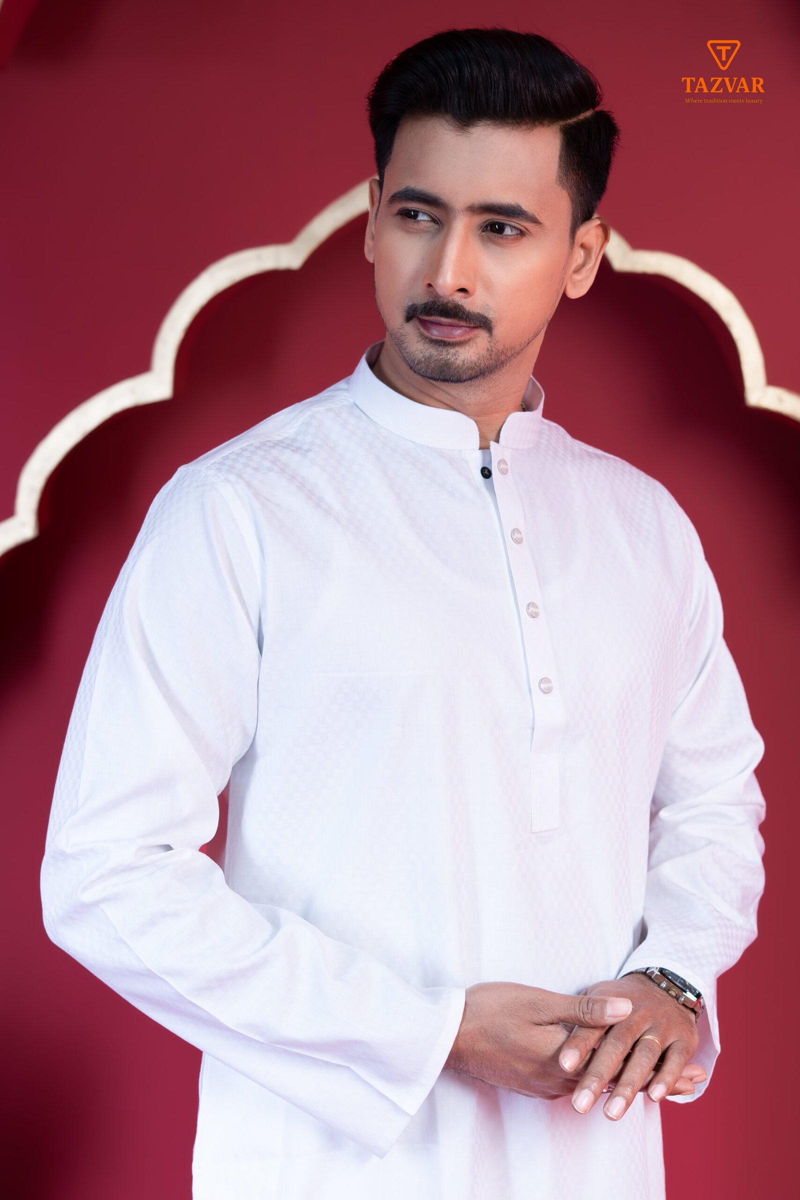 DSC01619 TAZVAR Premium White Panjabi - Image 1