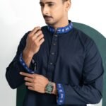 TAZVAR Navy Blu Premium Panjabi