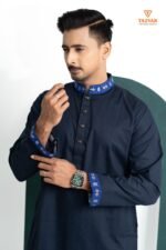 TAZVAR Navy Blu Premium Panjabi