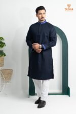 TAZVAR Navy Blu Premium Panjabi - Image 3